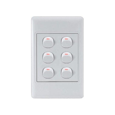 Ausma 6 Lever Light Switch White
