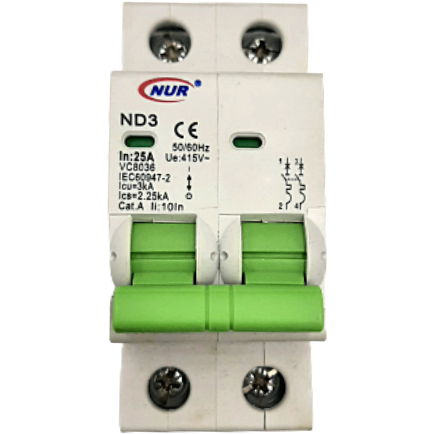 NUR Din Circuit Breaker 2P 3KA 32A